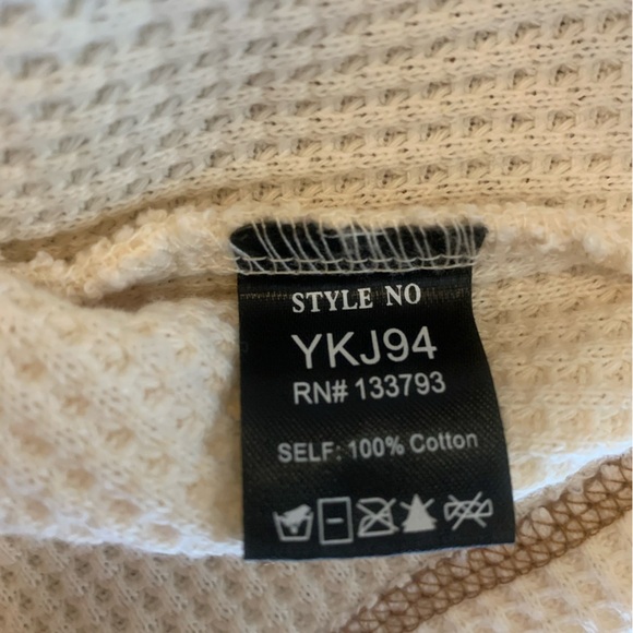 POL patchwork waffle knit button shirt top shacket cropped boho - Picture 7 of 7